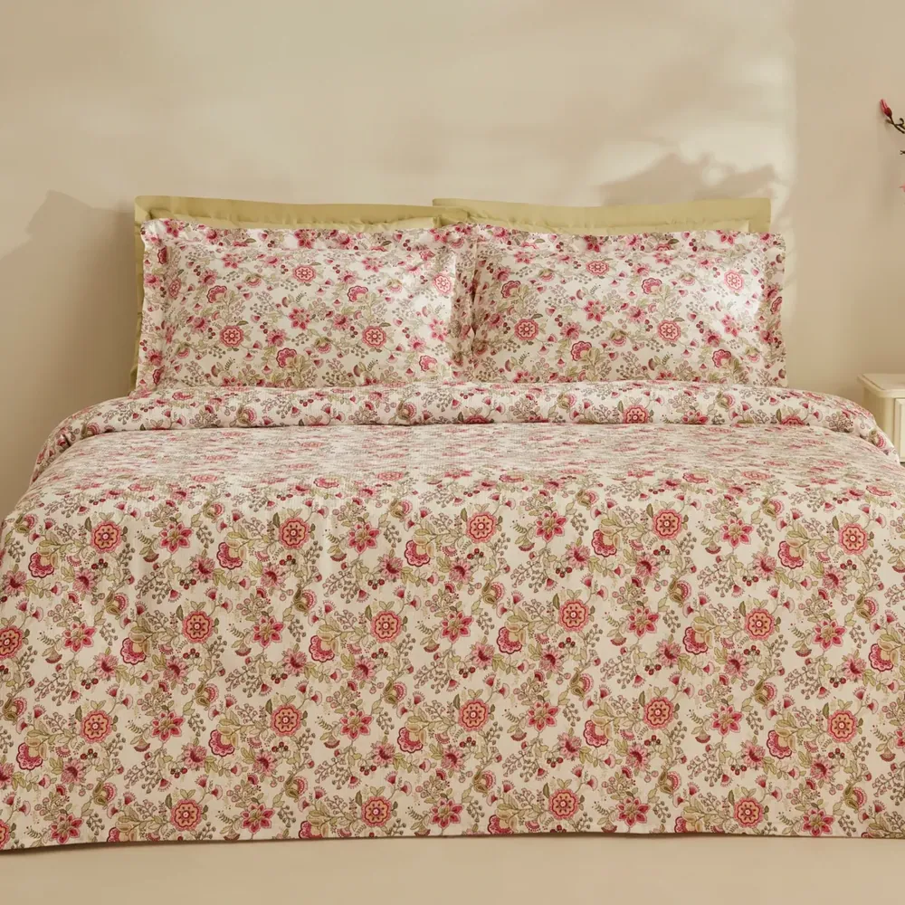 Karaca Home Molly 100% Baumwolle Doppelbett Tagesdecke Set Rosa