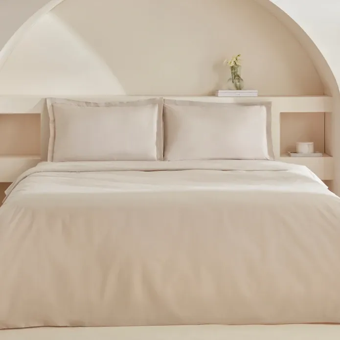 Karaca Home White Collection Lavin 100% Baumwolle Doppelbett Bettwäsche Set Beige