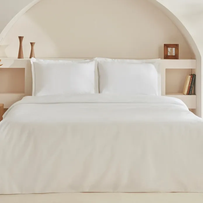 Karaca Home White Collection Lavin 100% Baumwolle Doppelbett Bettwäsche Set Weiß