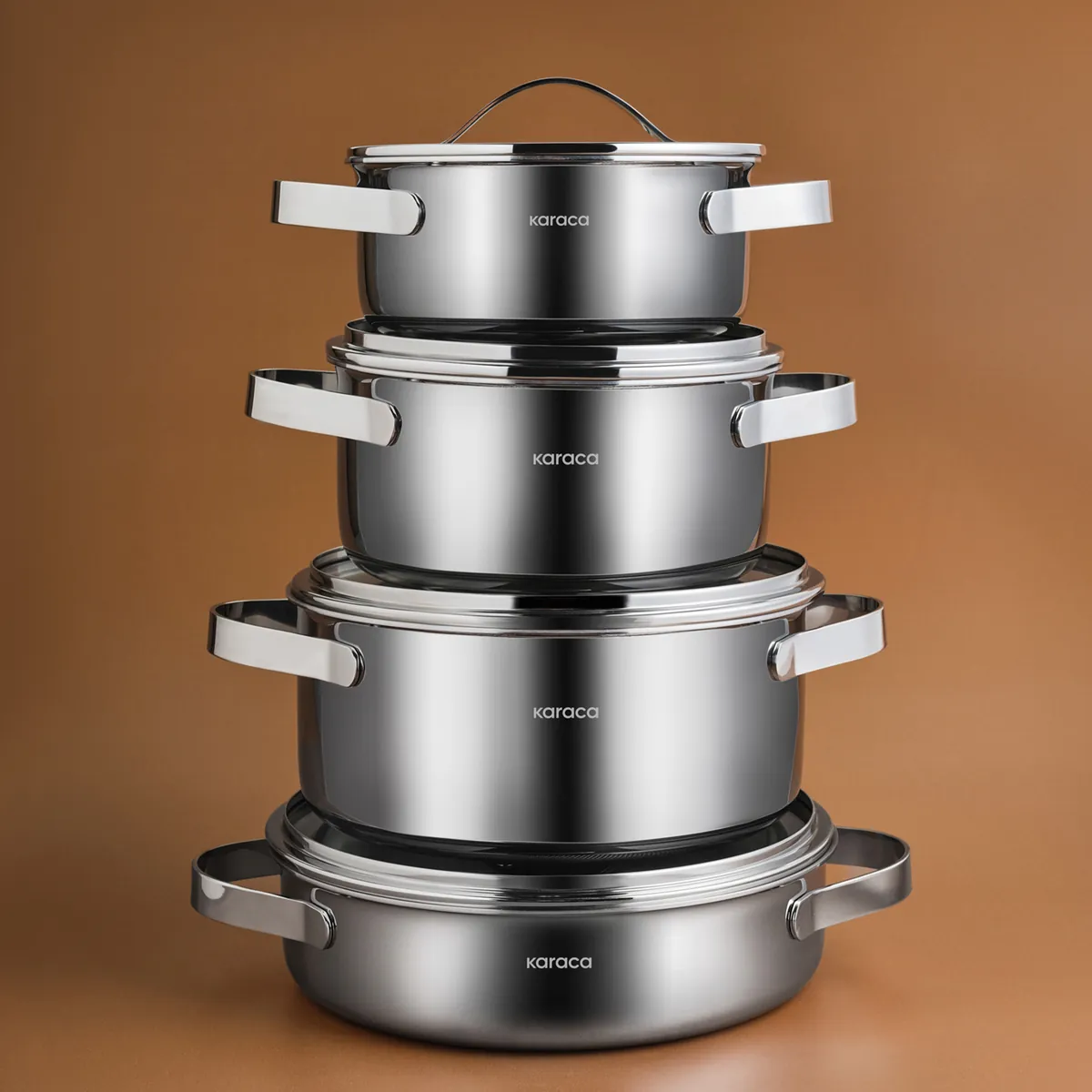 Karaca 3 Ply Culinara 8 Teilig Kochgeschirr Set