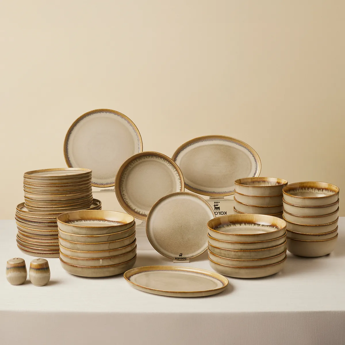 Karaca Earth Collection Earthy Light Reactive 52-Teiliges 12-Personen Geschirrset
