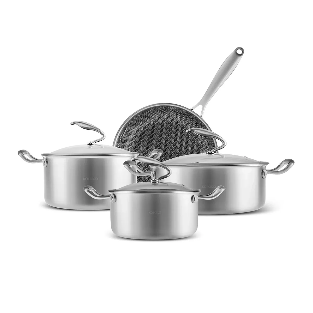 Karaca 5Ply PowerSteel 316+ Kochtopf Set, 7 Teilig