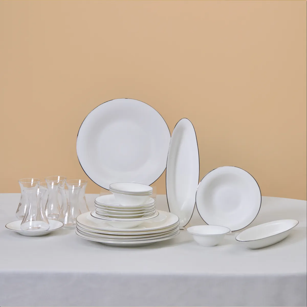 Karaca Fine Pearl New Fame Frühstücksset für 6 Personen, 26-teilig – Platin