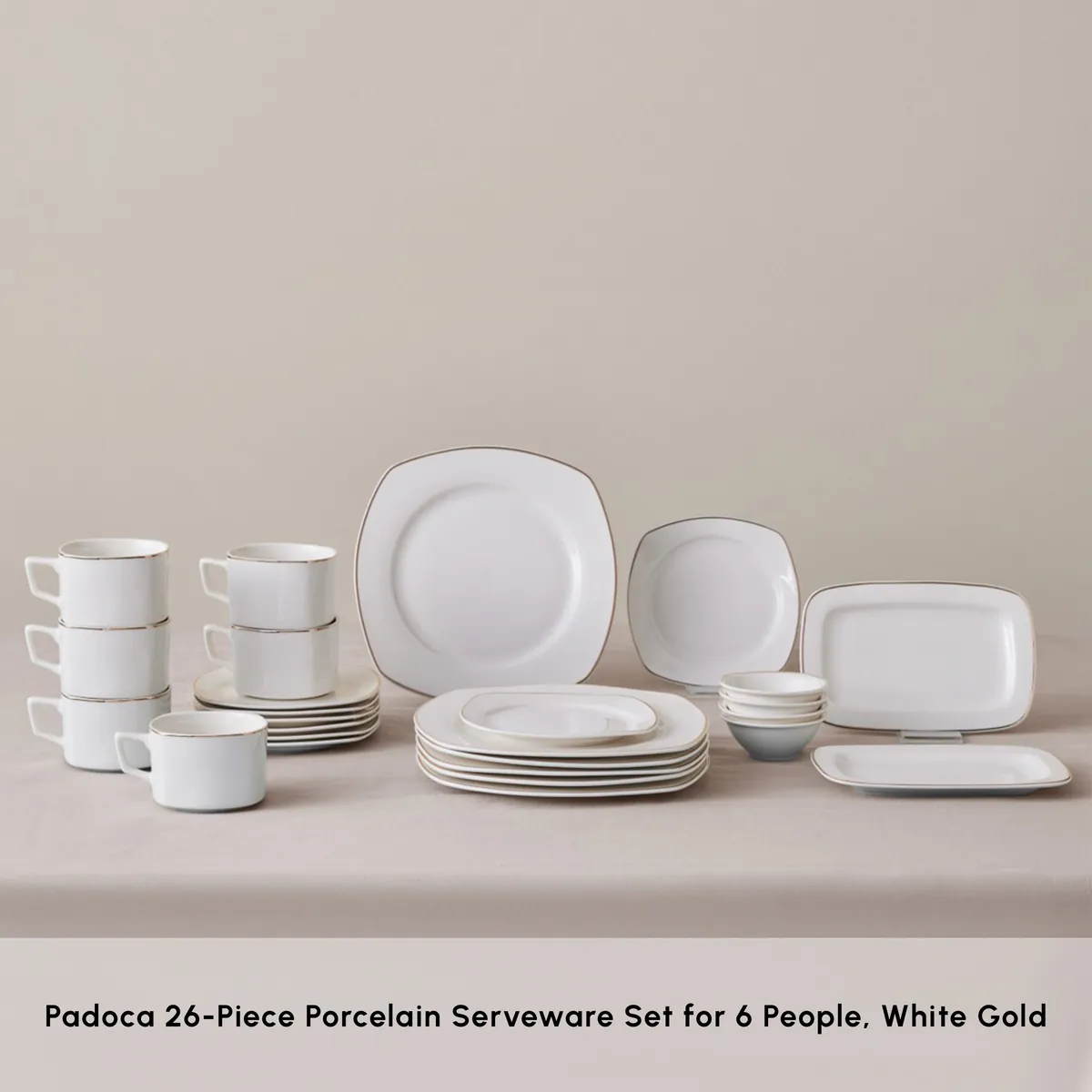 Karaca Elegance Bone Padoca 26-Teiliges 6-Personen Frühstücksset Gold