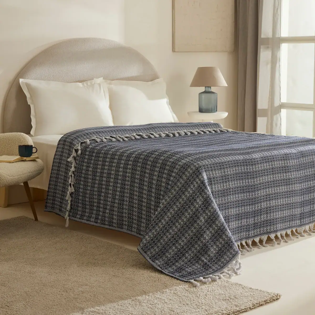 Karaca Home Destina Marineblau Bettdecke für zwei Personen