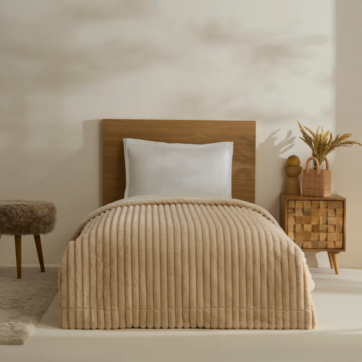 Karaca Rabbit Sher Einzelbettdecke Beige
