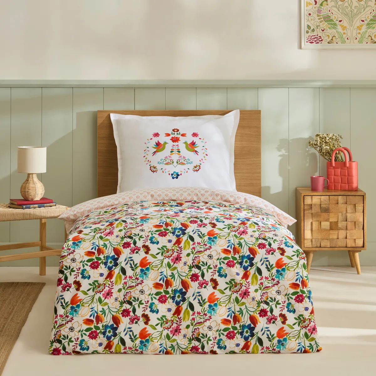 Karaca Parlin Renforcé Bettwäsche-Set, Einzelbett, Fuchsia