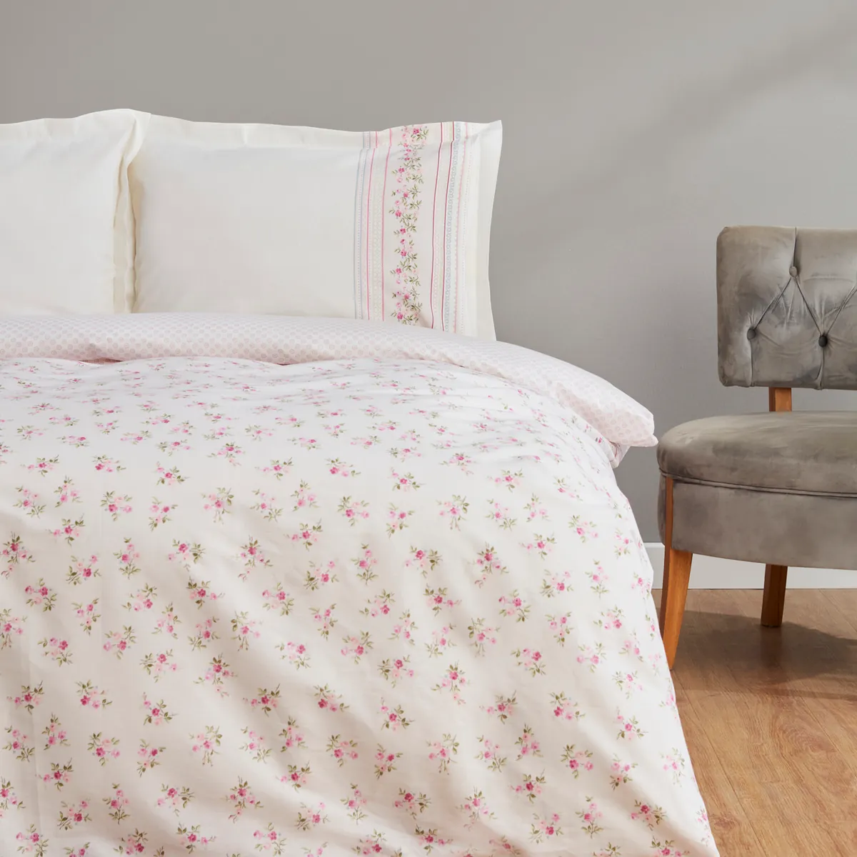 Karaca Glen Einzelbett Bettwäsche Set, 100% Baumwolle, Rosa