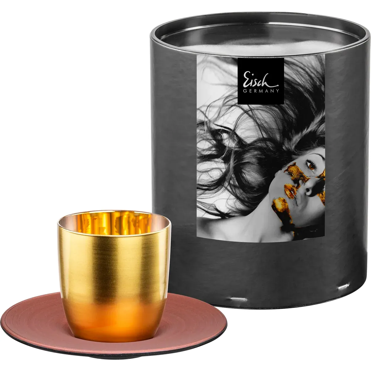 Eisch Espressoglas mit Untersetzer - Cosmo Collect kupfer in Geschenkröhre 109/65