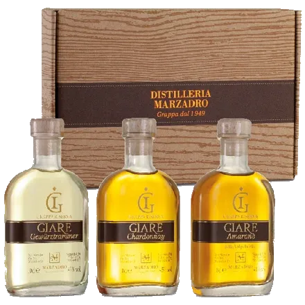 Marzadro Giare Grappa Riserva Miniatur Collection Barrique 3x10cl