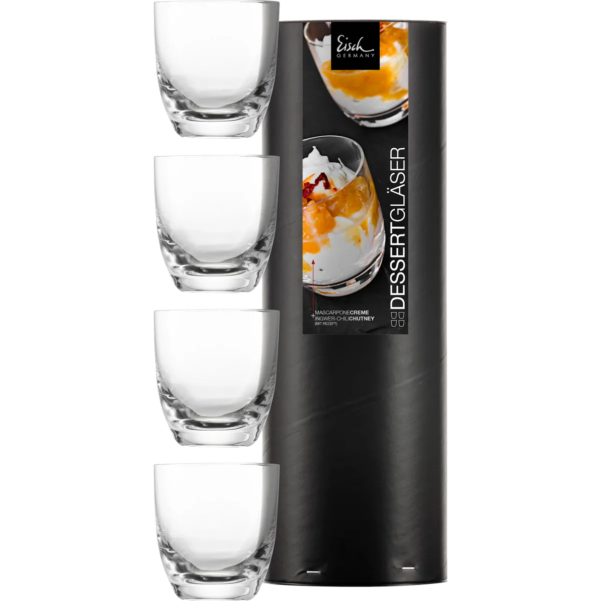 Eisch Dessertglas - 4 Stück in Geschenkröhre 109/6