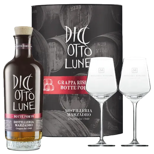 Marzadro Confezione Diciotto Lune Riserva Rum 50cl + 2 Gläser