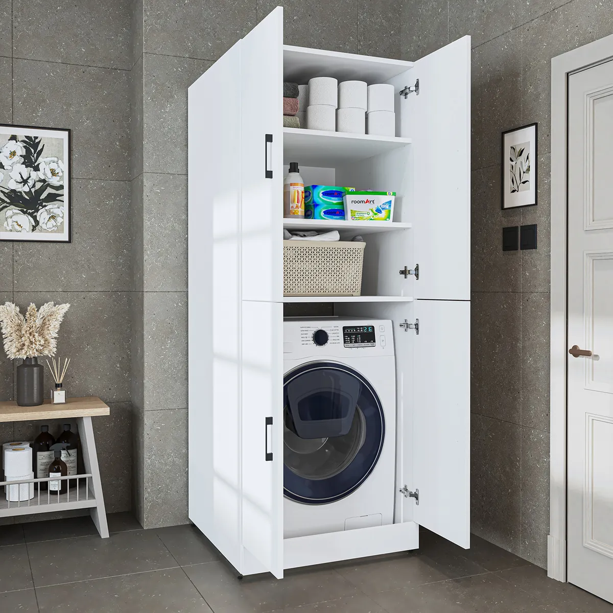 Roomart Waschmaschinenschrank DORA-II, 70 cm, für Waschmaschine und Trockner, in 5 Farben