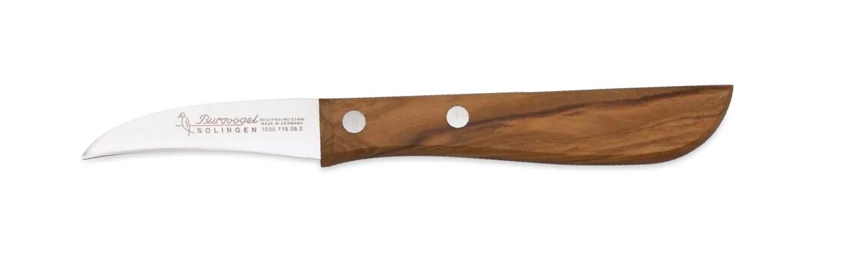 -Burgvogel Cutlery Solingen- Schälmesser 6cm, Olivenholz gestanzt