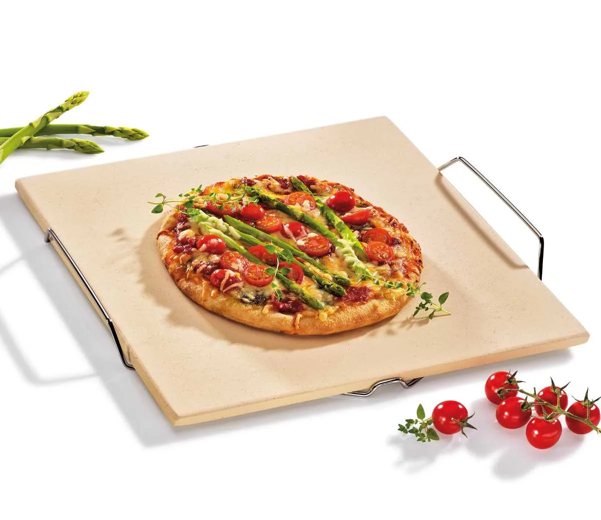 Küchenprofi Pizza-Stein quadratisch mit Gestell