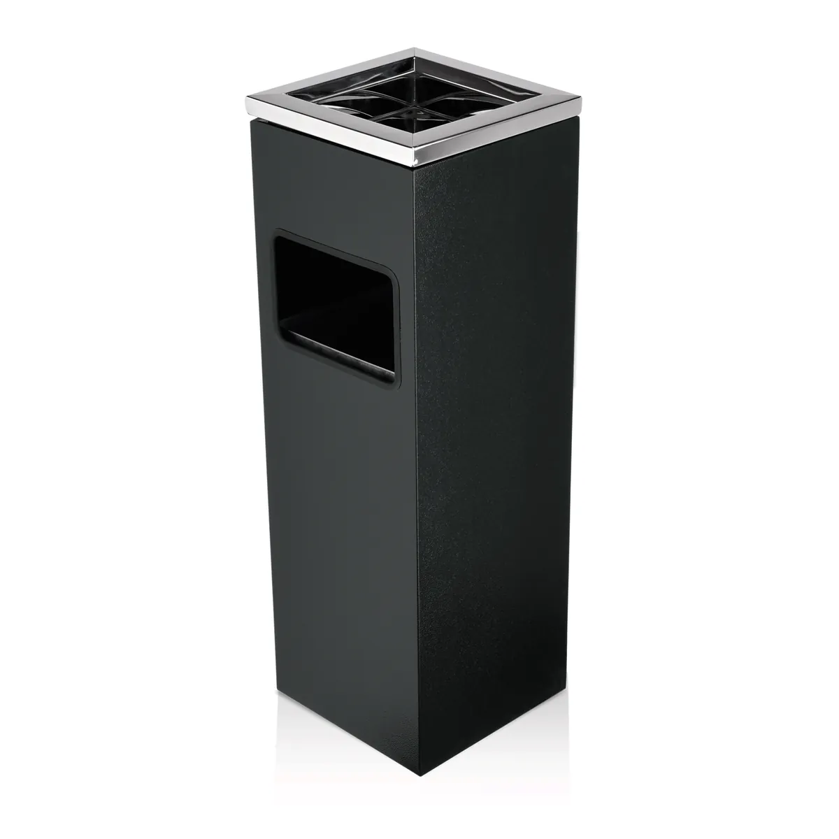Standascher, 20 x 20 x 60 cm, pulverbeschichteter Stahl, schwarz/Edelstahl