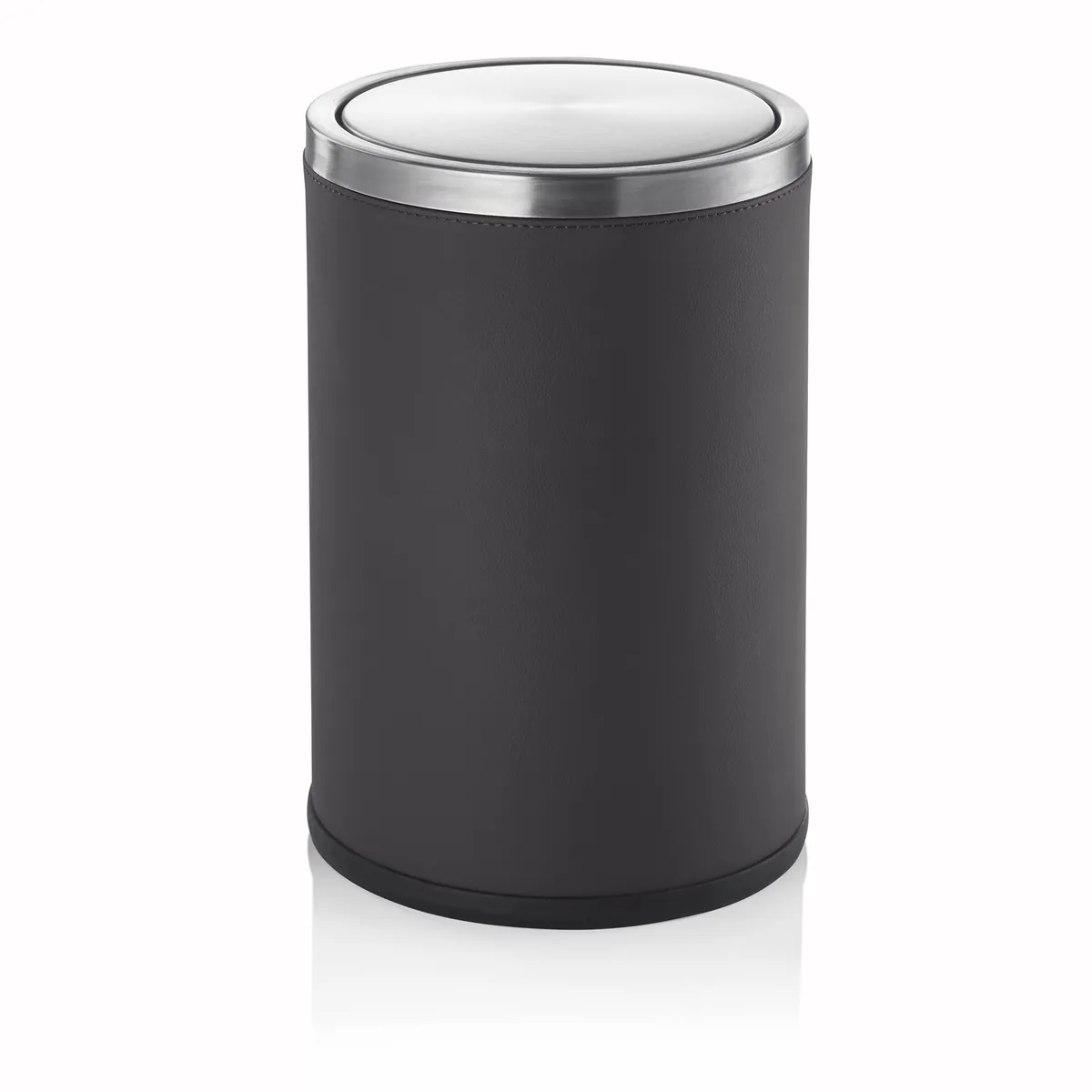 Abfalleimer, 9 ltr., Ø 20 cm, dunkelbraun, Edelstahl/Kunstleder