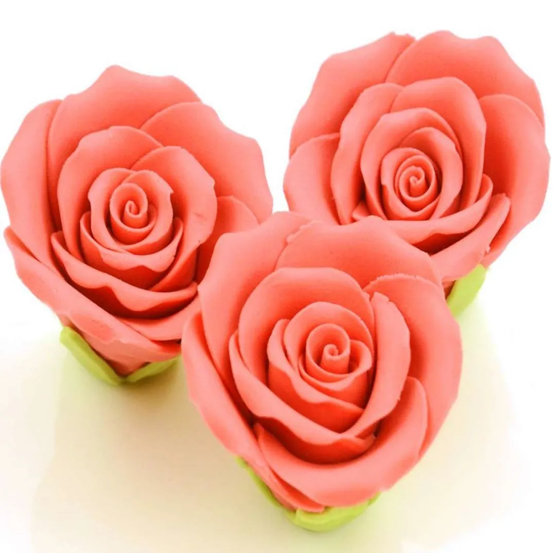 Zucker-Rosen 50mm rot 3 Stück
