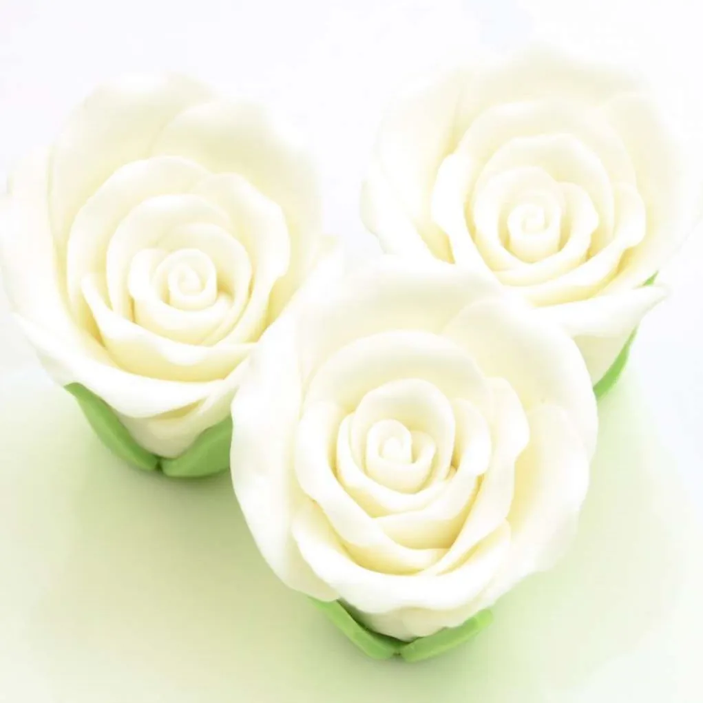 Zucker-Rosen 50mm weiß 3 Stück