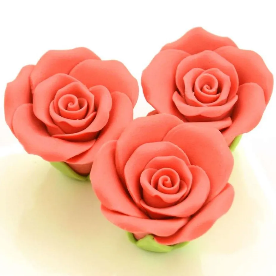 Zucker-Rosen 35mm rot 3 Stück