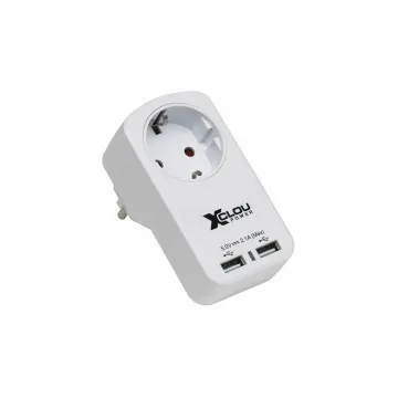 2in1-Steckdose mit 2-fach-USB-Netzteil, 2,1 A, Überspannungsschutz