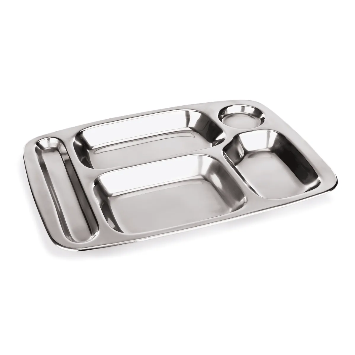 Abteilschale 6er-Set, 5-fach Unterteilung, 36,5 x 26,5 x 2,5 cm, Chromnickelstahl