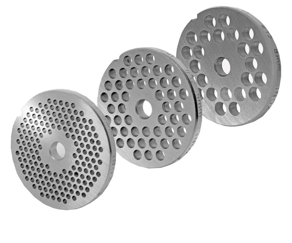 WOLFCUT - Fleischwolfscheibensatz 3 mm + 6 mm + 8 mm Bohrung kompatibel mit allen gängigen Fleischwolf Marken Größe 10/12