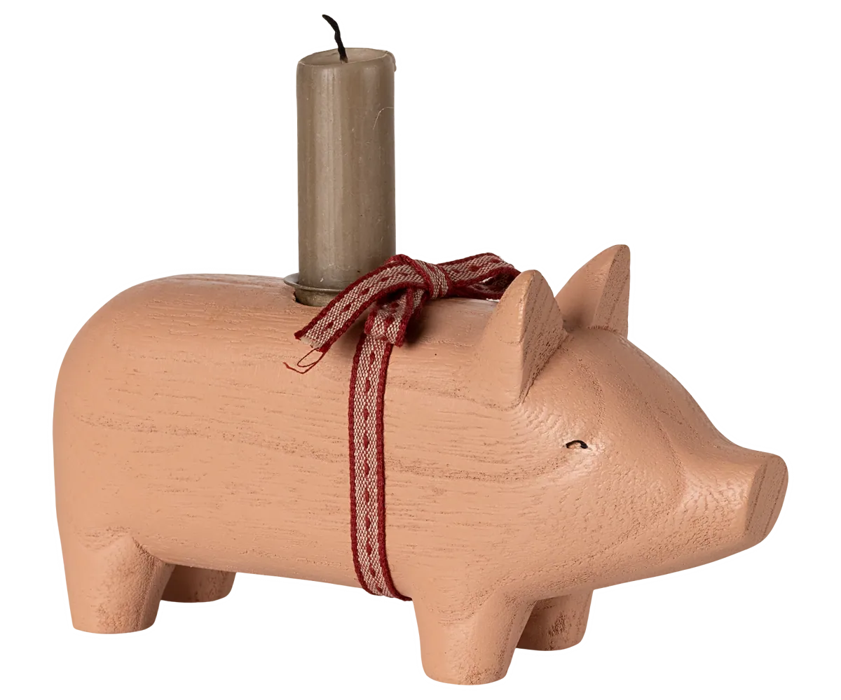 Maileg Kerzenständer SCHWEIN rosa mittel
