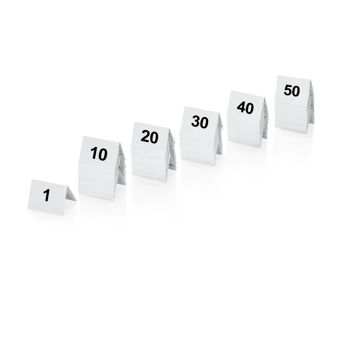 Tischnummernschild Set 1-50, 5 x 3,5 x 3,5 cm, 50-teilig, Kunststoff