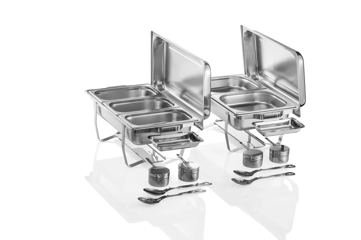 Chafing Dish GN 1/1 2er-Set, 59 x 34 x 49 cm, Set á 2 Stück, Chromnickelstahl