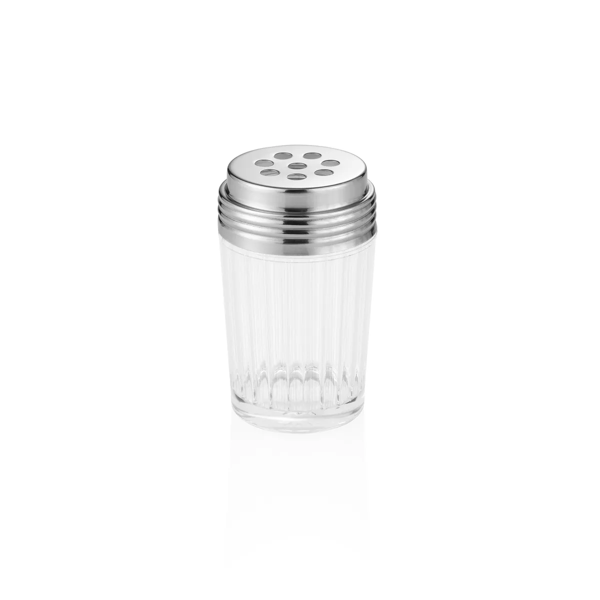 Streuer, Ø 7 cm, Höhe 11,5 cm, 8 mm Perforierung, Glas, Chromnickelstahl 18/8
