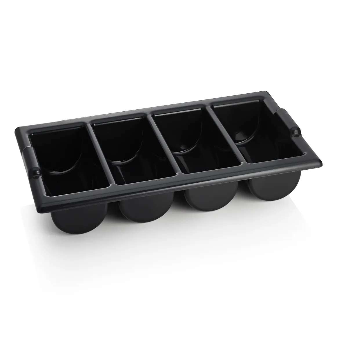 Besteckkasten GN 1/1 mit 4 Einteilungen, schwarz, Polyethylen