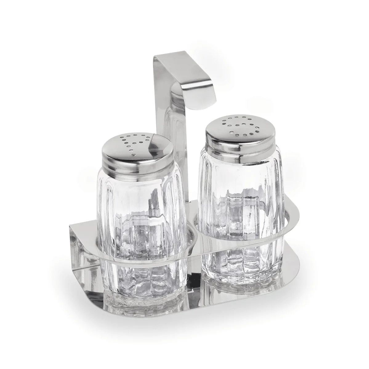 Menage 2-teilig Salz & Pfeffer, Höhe 10,5 cm, Edelstahl, Glas