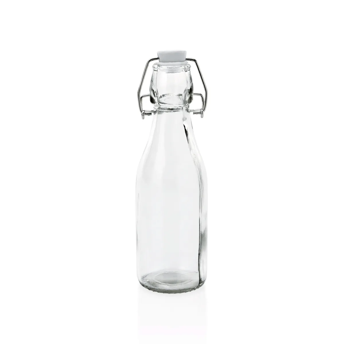 Bügelverschlussflasche 6er-Set, 0,25 oder 0,5 ltr., Glas, Edelstahl