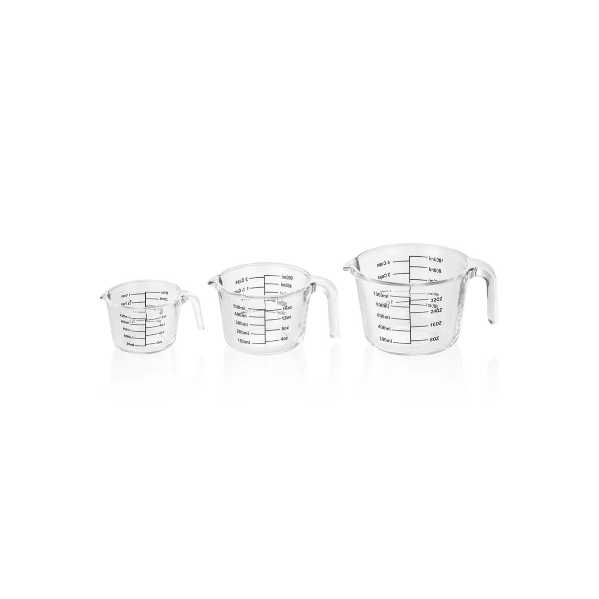 Messbecher Set, 3-teilig, Borosilikatglas