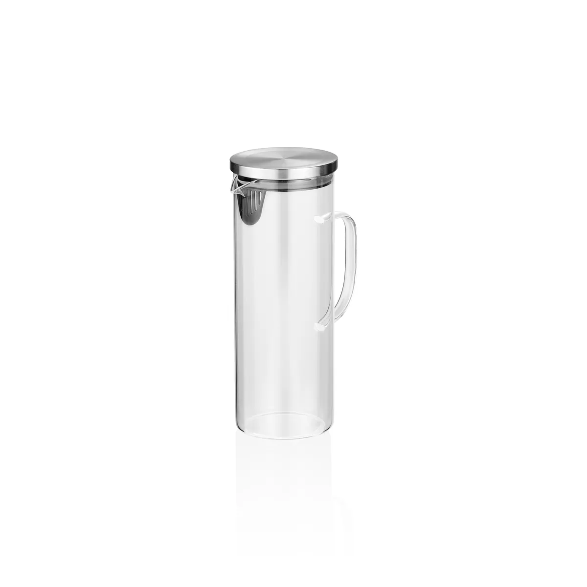 Karaffe, 1 oder 1,5 ltr., Borosilikatglas, Edelstahl, Silikon