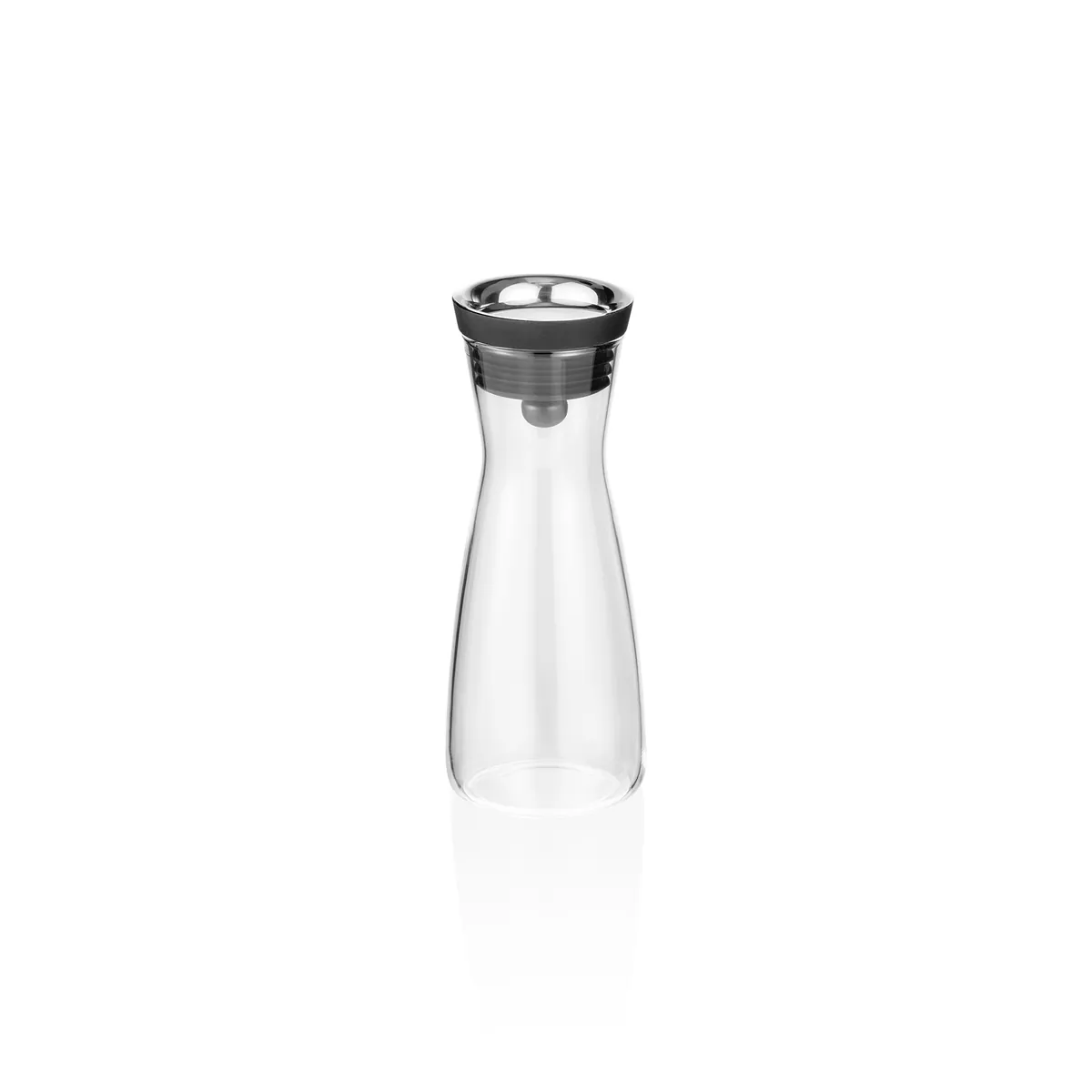 Karaffe, 0,8 oder 1,2 ltr., Ø 6,5 cm, Borosilikatglas, Edelstahl, Silikon