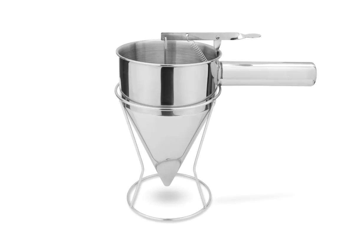 Profi Dosiertrichter 1 Liter mit Ständer - Edelstahl für Teig, Saucen & Schokolade