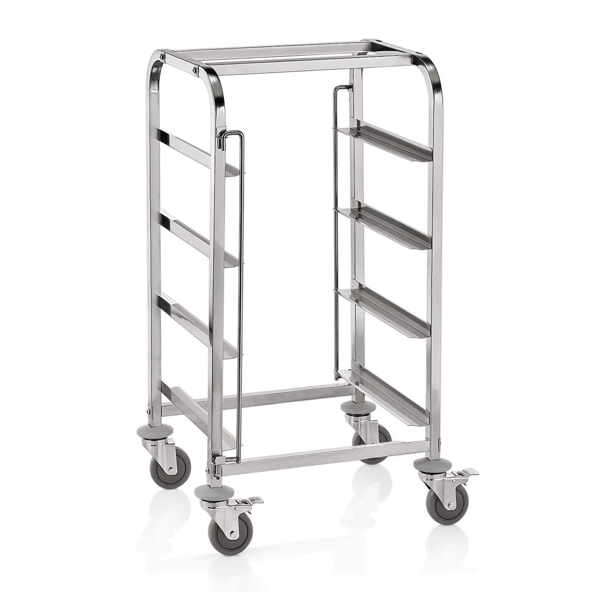 Transportwagen für Spülmaschinen, mit 4 Schienen, 56 x 56 x 106 cm, Chromnickelstahl