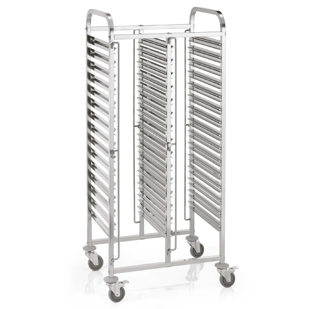 Regalwagen GN 1/1 für 30 Behälter/60 Tabletts, 55 x 74 x 171 cm, Chromnickelstahl