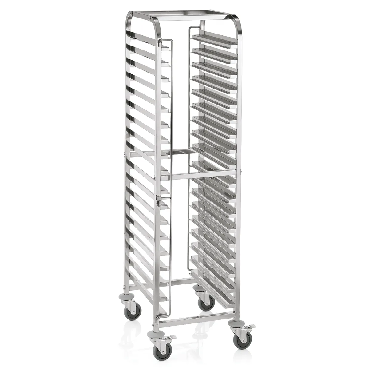 Regalwagen für 18 Backbleche 60 x 40 cm, 62 x 47 x 171 cm, Chromnickelstahl