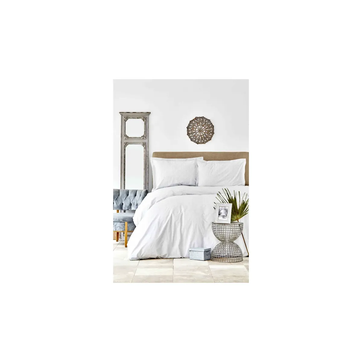 Karaca Home Emilia İndigo Bettwäsche- Set mit Bettbezug und Kissenbezüge- Set