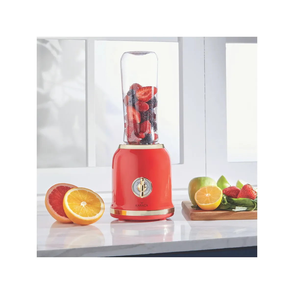 Karaca Retro Personal Smoothie Blender (Handmixer) Rot