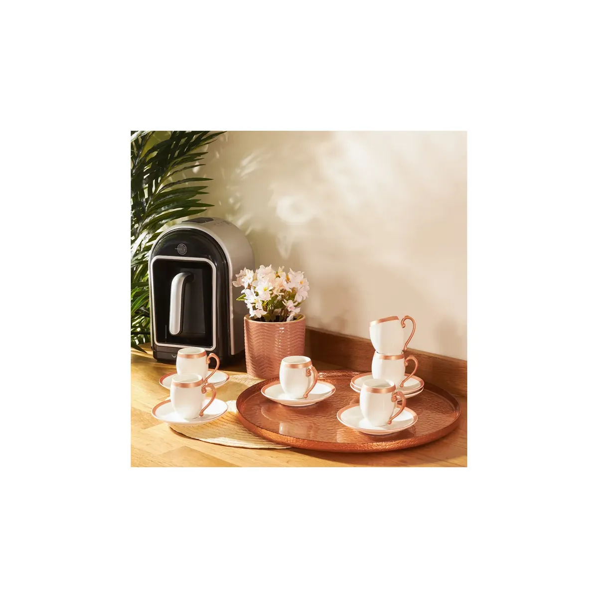 Karaca İznik Cooper 12 teiliges Kaffeetassen Set für 6 Personen