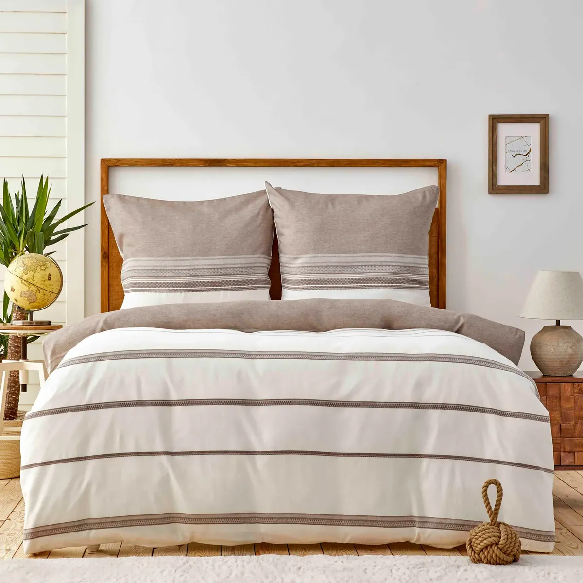 Karaca Home Braun Dobby Woven Doppelbettbezug-Set (155x220 cm) Öko-Tex Zertifiziert
