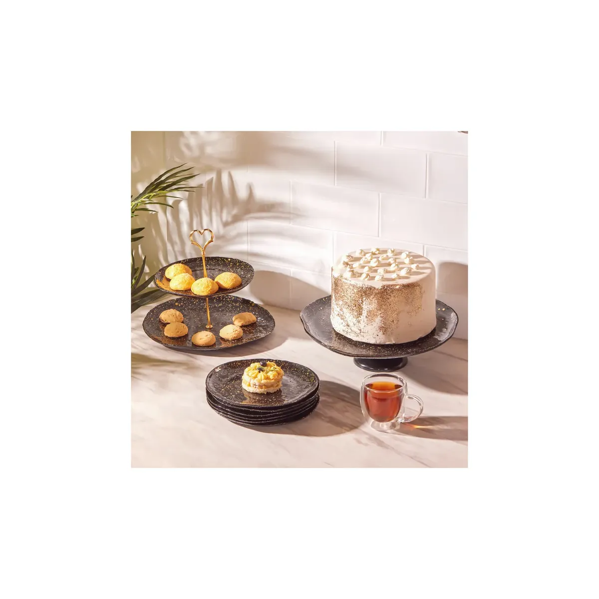 Karaca Lovizna Black 8 Piece Dessert Box/Cake Set
