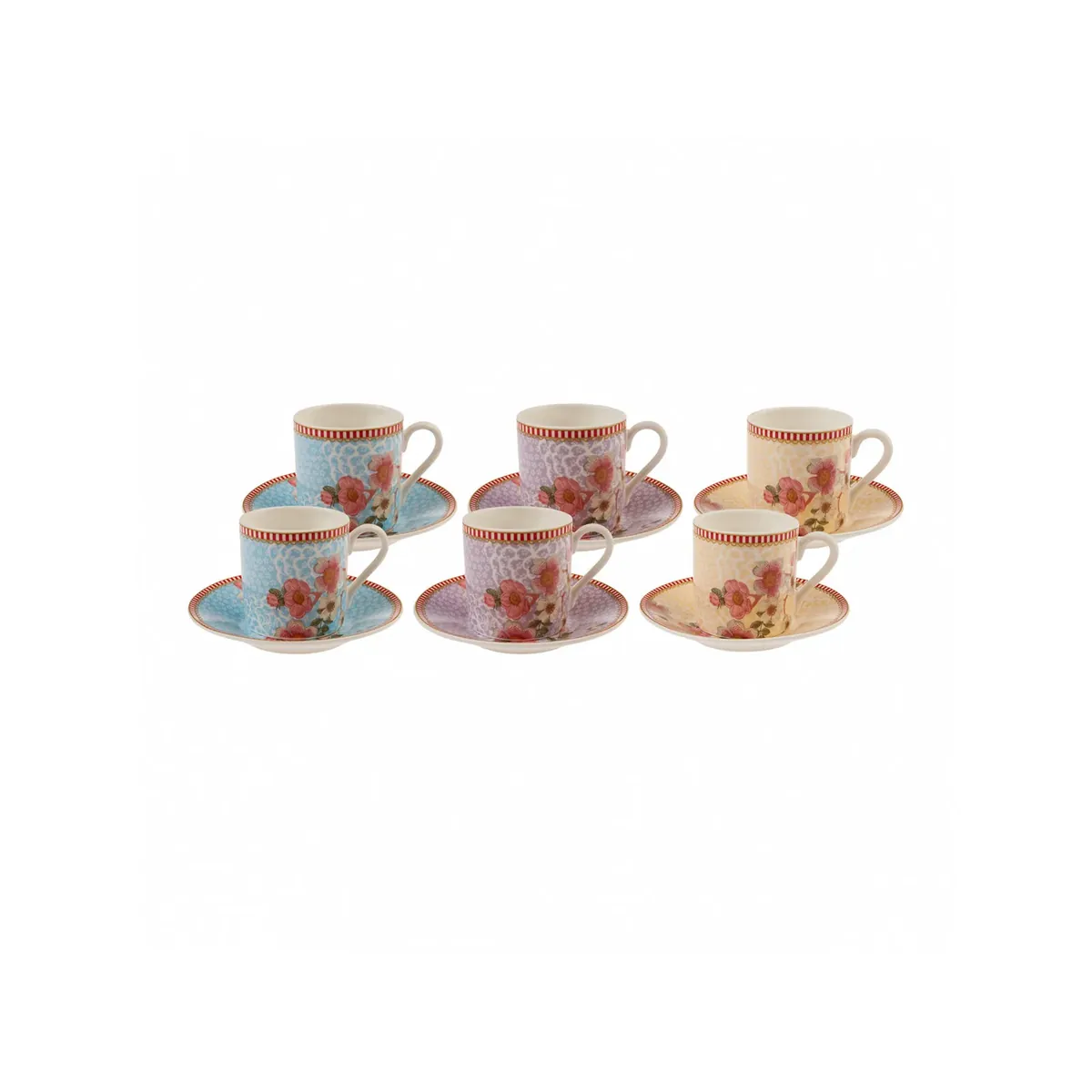Karaca Diyara Asorti Kaffeetassen-Set für 6 Personen