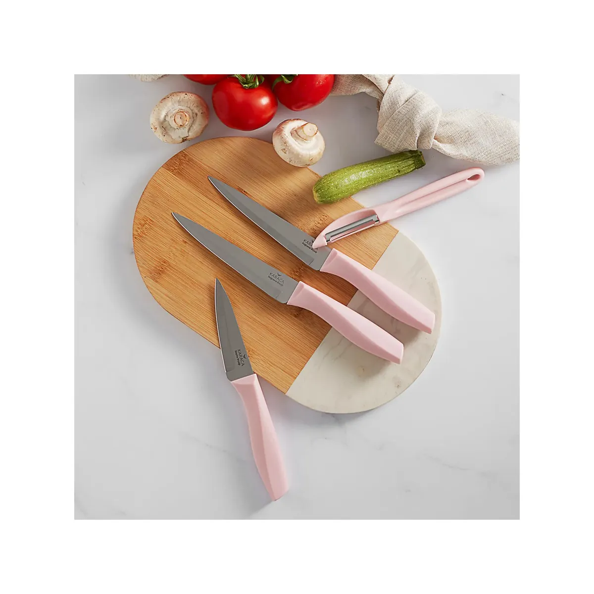 Karaca Peel Pink 4-teiliges Messerset
