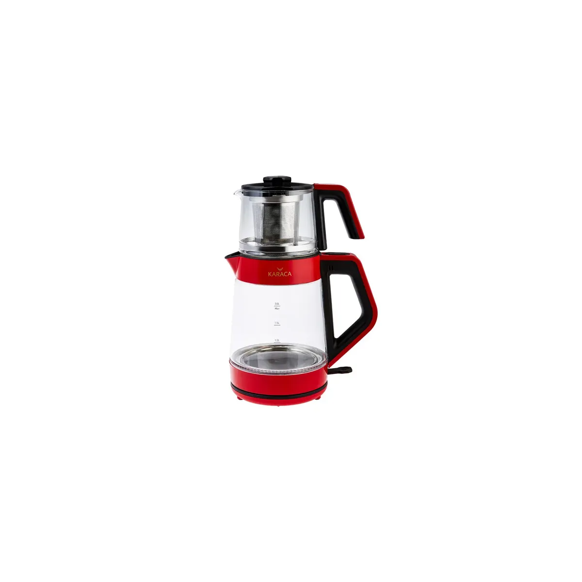 Karaca Glas Wasserkocher Retro Rot