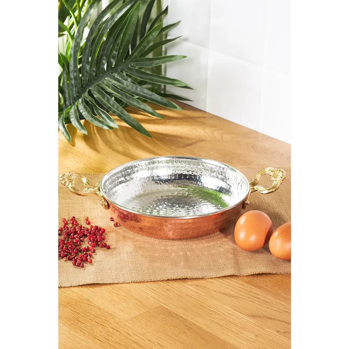 Karaca Mesopotamia 18 cm Kupfer Eierpfanne mit zwei Henkeln